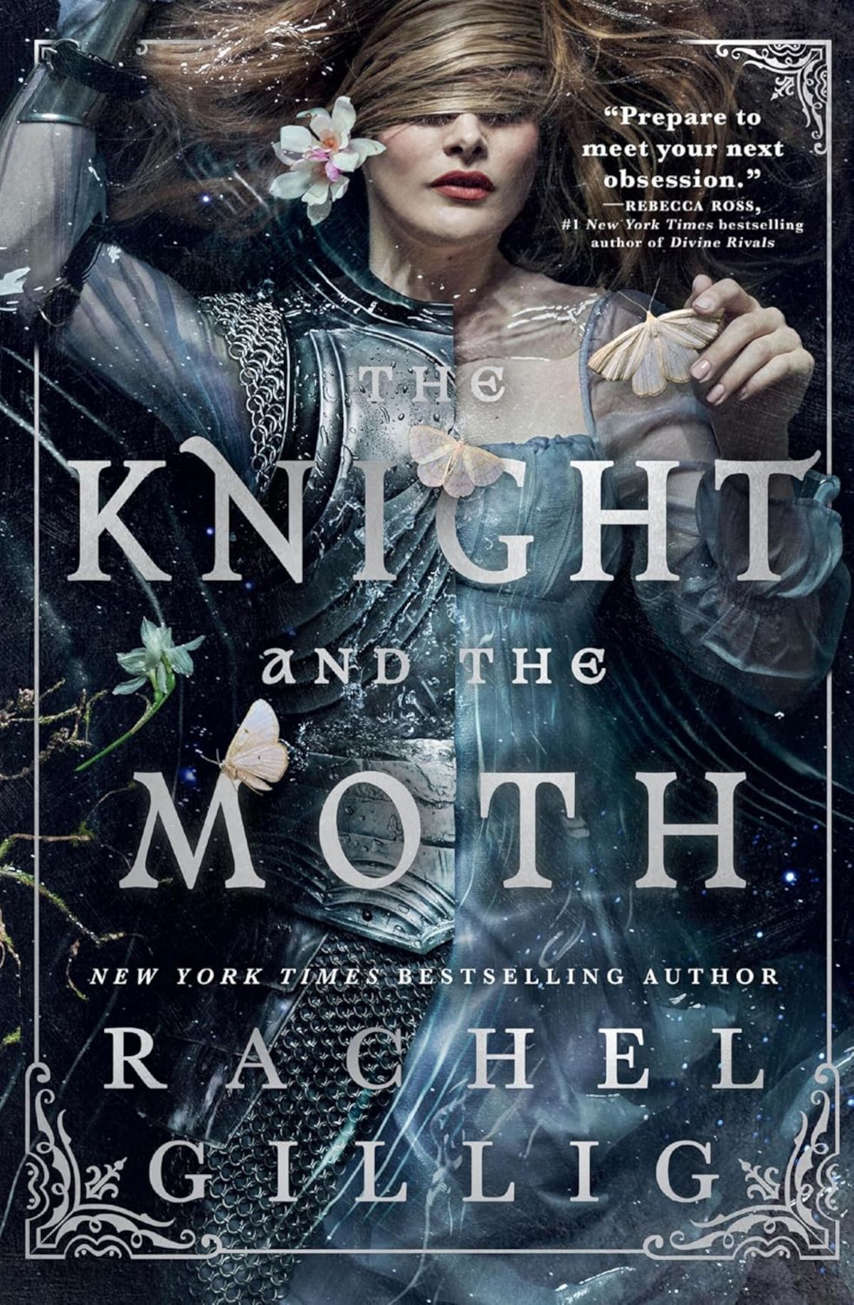 The Knight and the Moth Cover featuring a woman with hair covering her face
