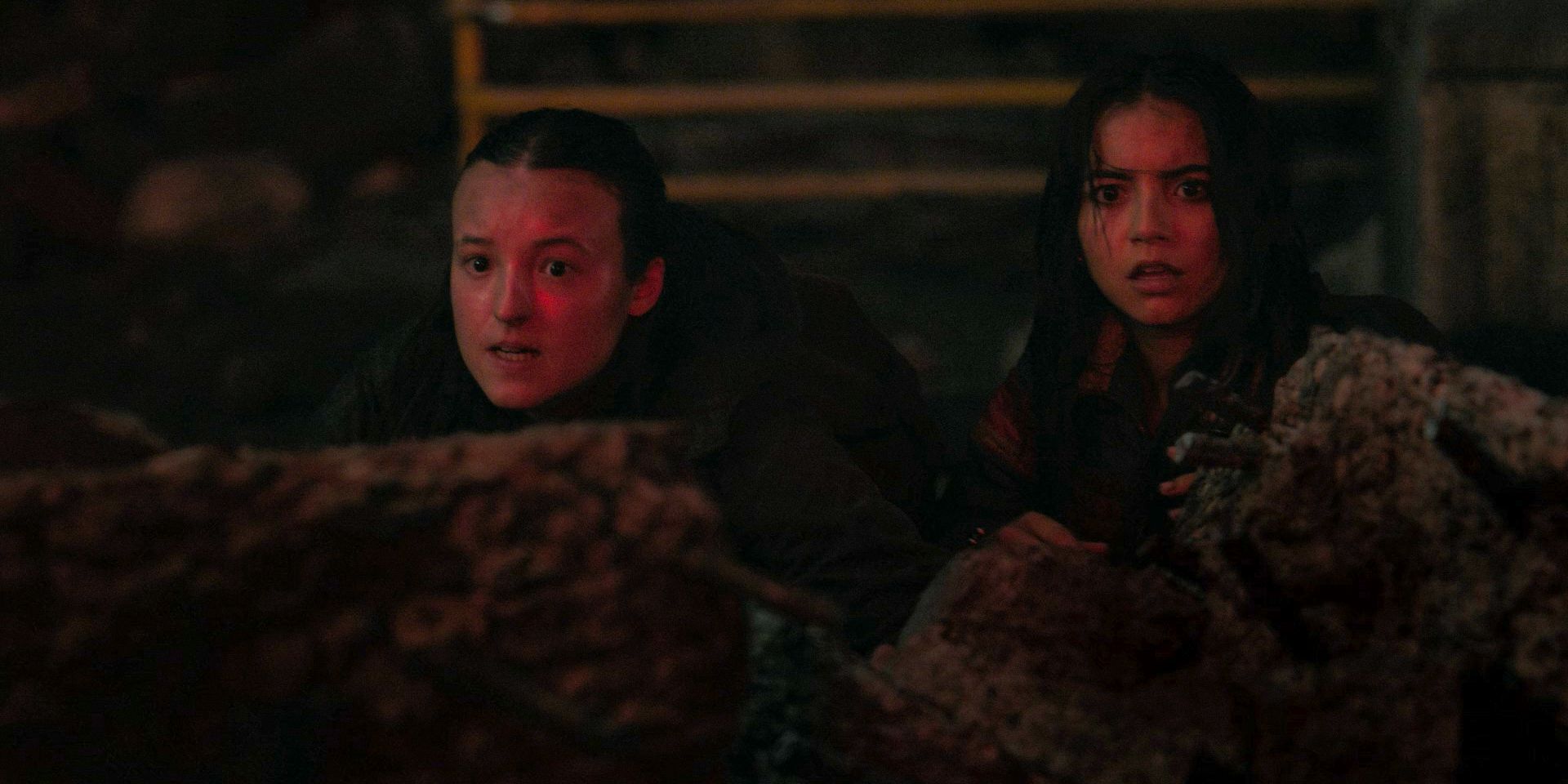 Ellie and Dina in the subway station in The Last of Us Season 2 Ep 4