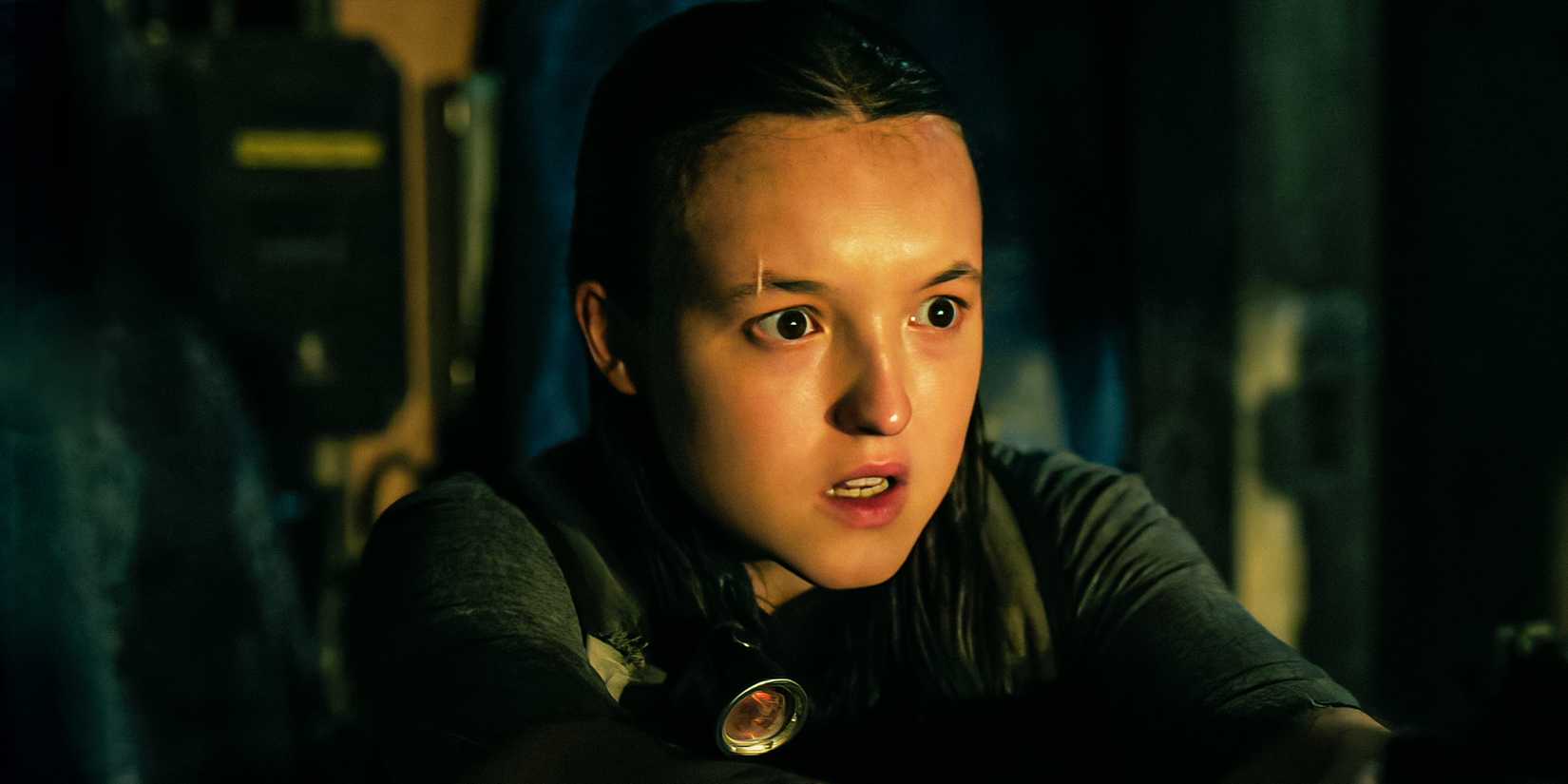 Ellie (Bella Ramsey) looking shocked in The Last of Us season 2