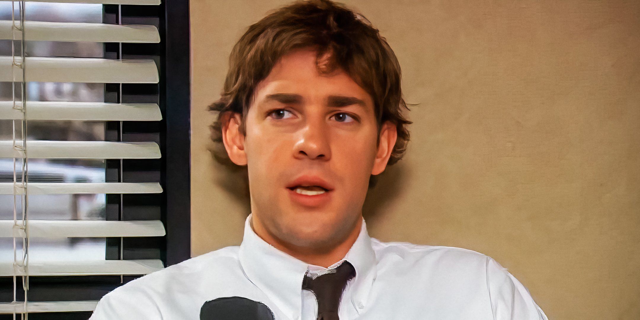 Jim talking to the documentary crew and staring at the camera in The Office