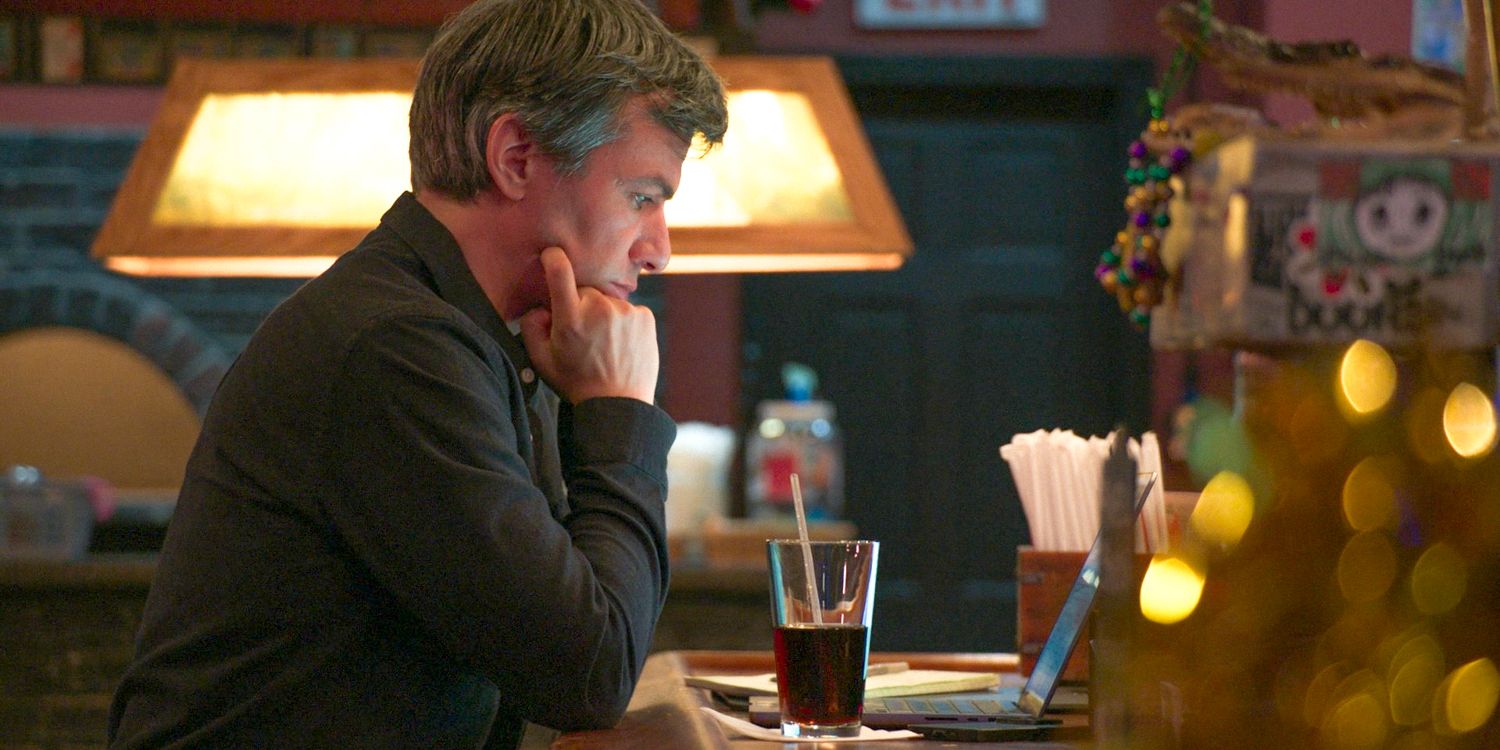 Nathan Fielder deep in thought in front of his laptop in The Rehearsal Season 2 Episode 5