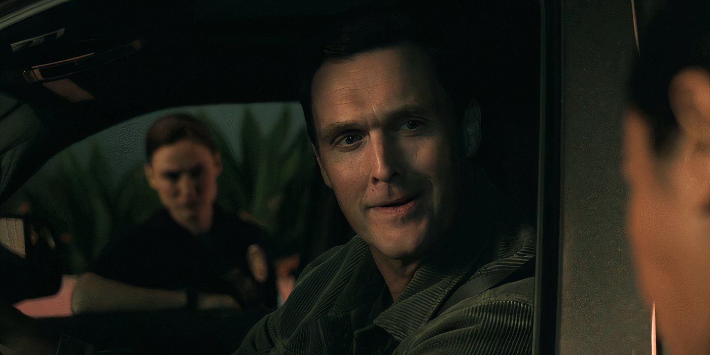 The serial killer is in the drivers seat of his car in Bosch Legacy season 3 episode 10