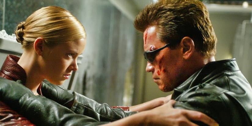 The TX and T850 bathroom fight in Terminator 3