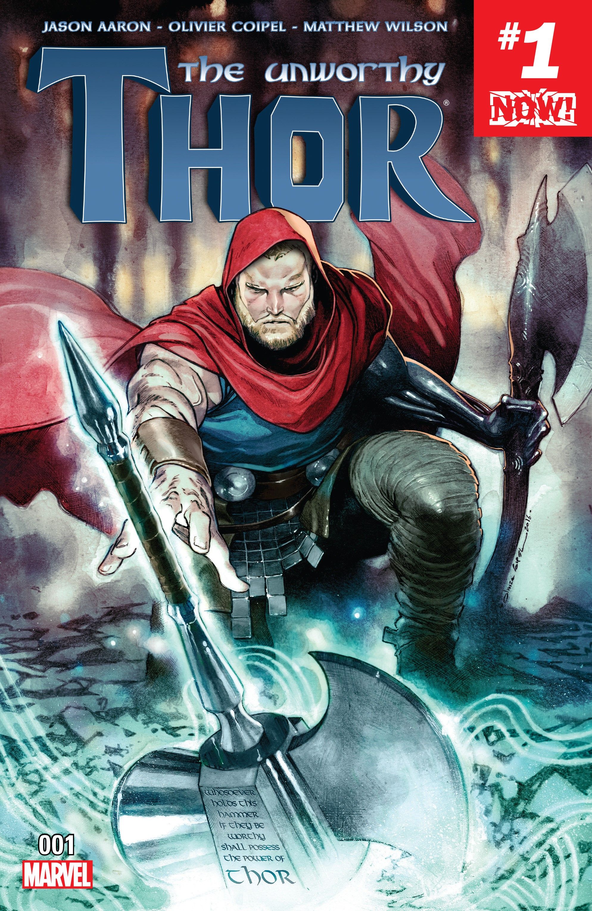 Thor raggiunge un nuovo martello con la sua ascia in mano.