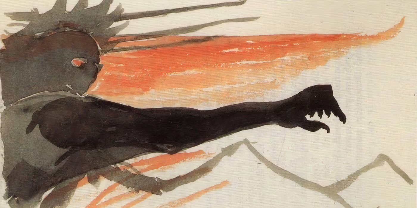 Tolkien drawing of Sauron in The Lord of the Rings.