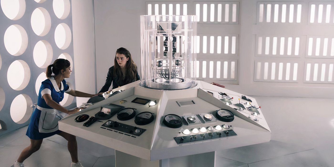Clara y Ashildr pilotando una TARDIS juntas en el episodio de Doctor Who "Infierno doblado."