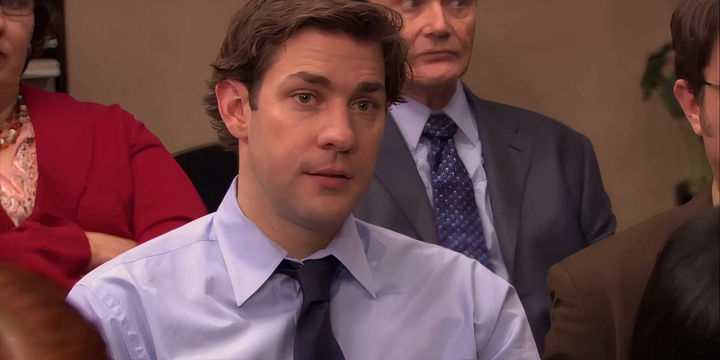 Jim Halpert miró derrotado durante una reunión de la sala de conferencias en la oficina.