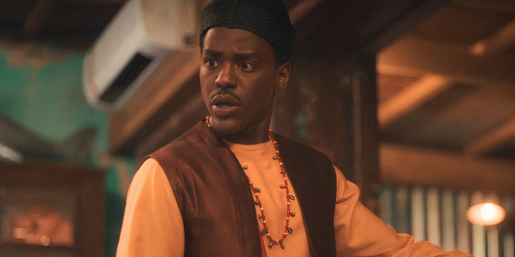 Ncuti Gatwa looking at something while confused as the Fifteenth Doctor in Doctor Who