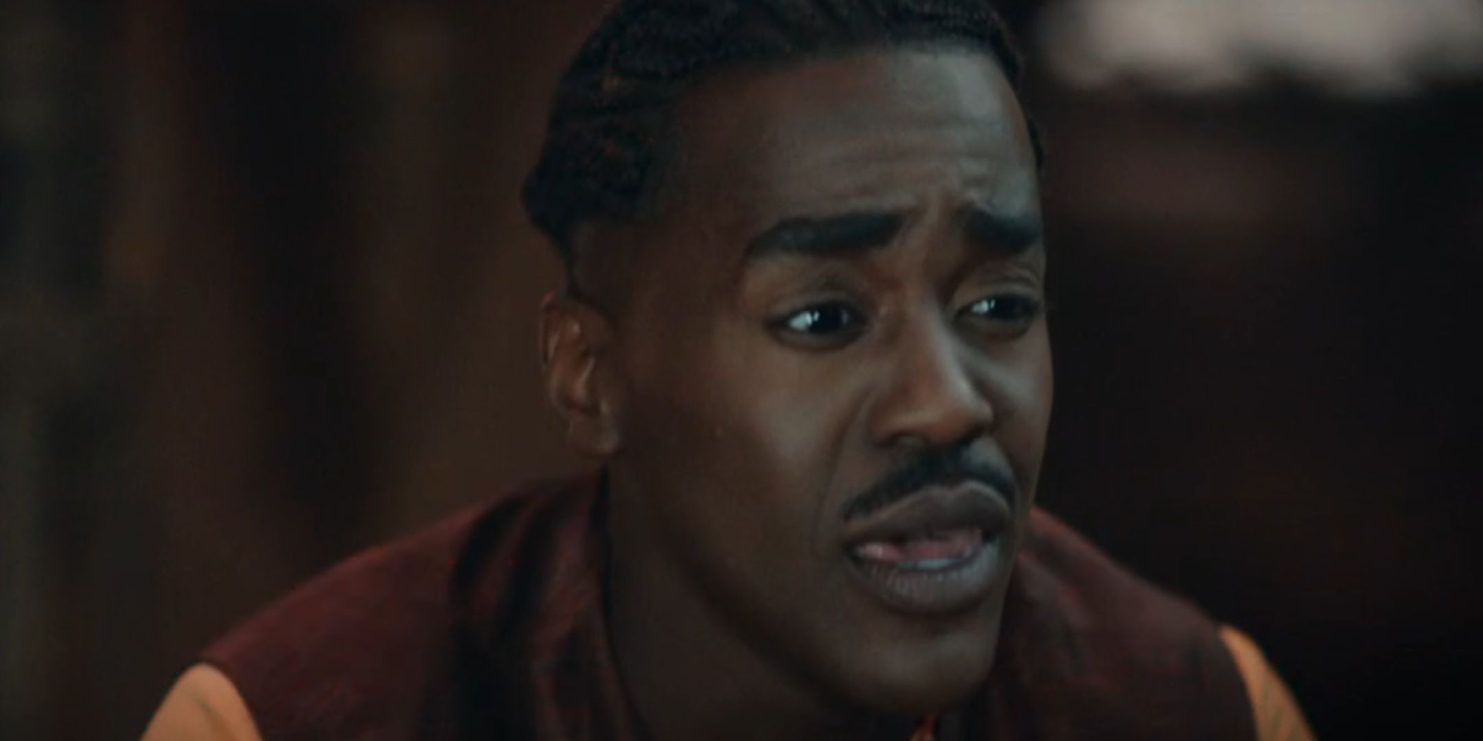 Ncuti Gatwa looking concerned as the Fifteenth Doctor in Doctor Who