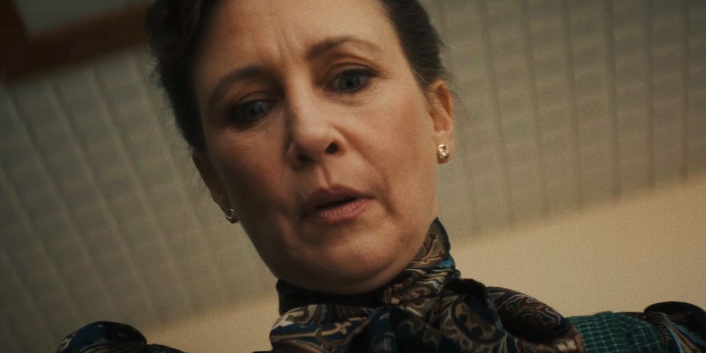 Vera Farmiga as Lorraine Warren looking into a sink in The Conjuring Last Rites