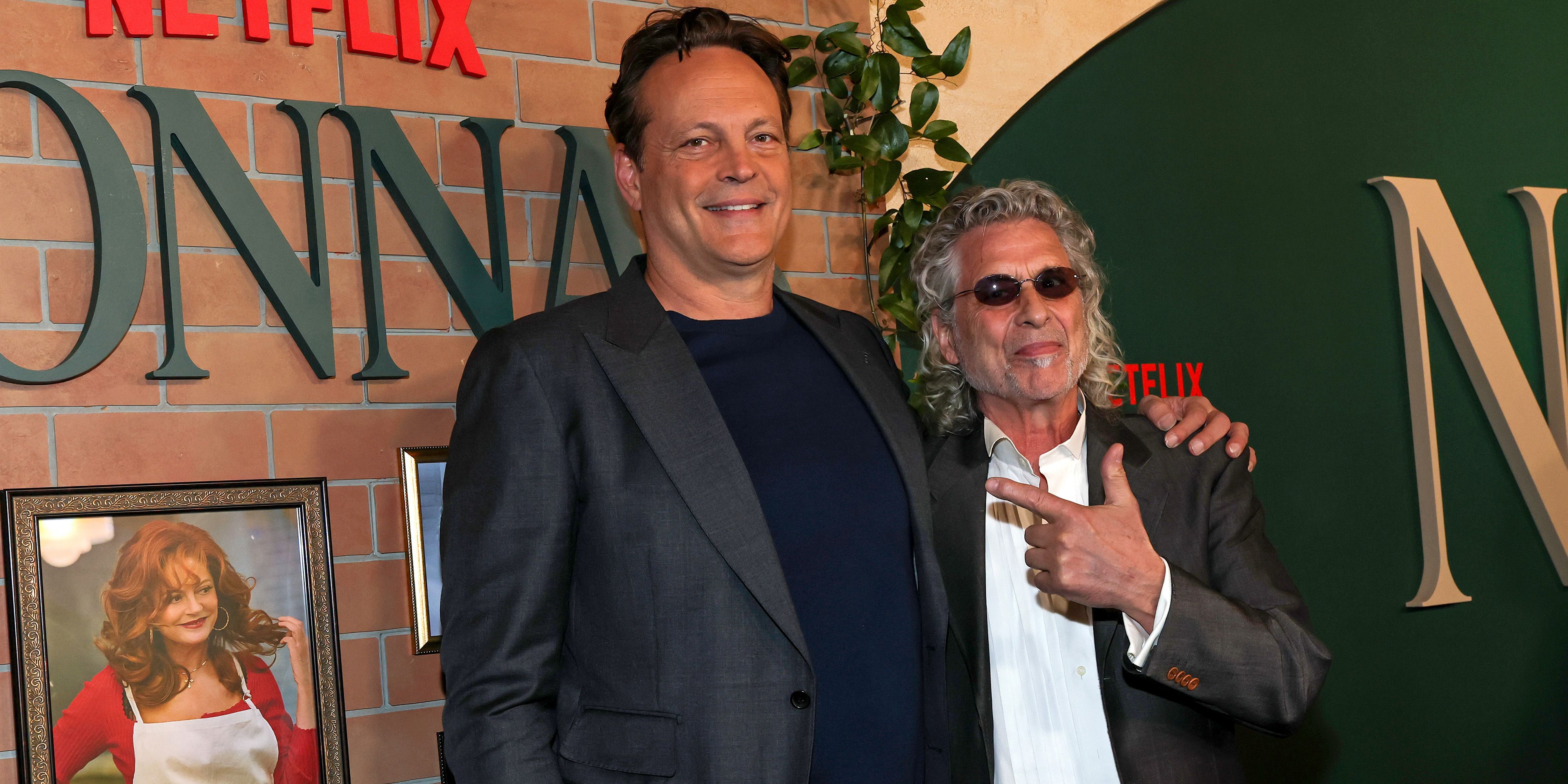 Vince Vaughn & Joe Scaravella posing for Nonnas