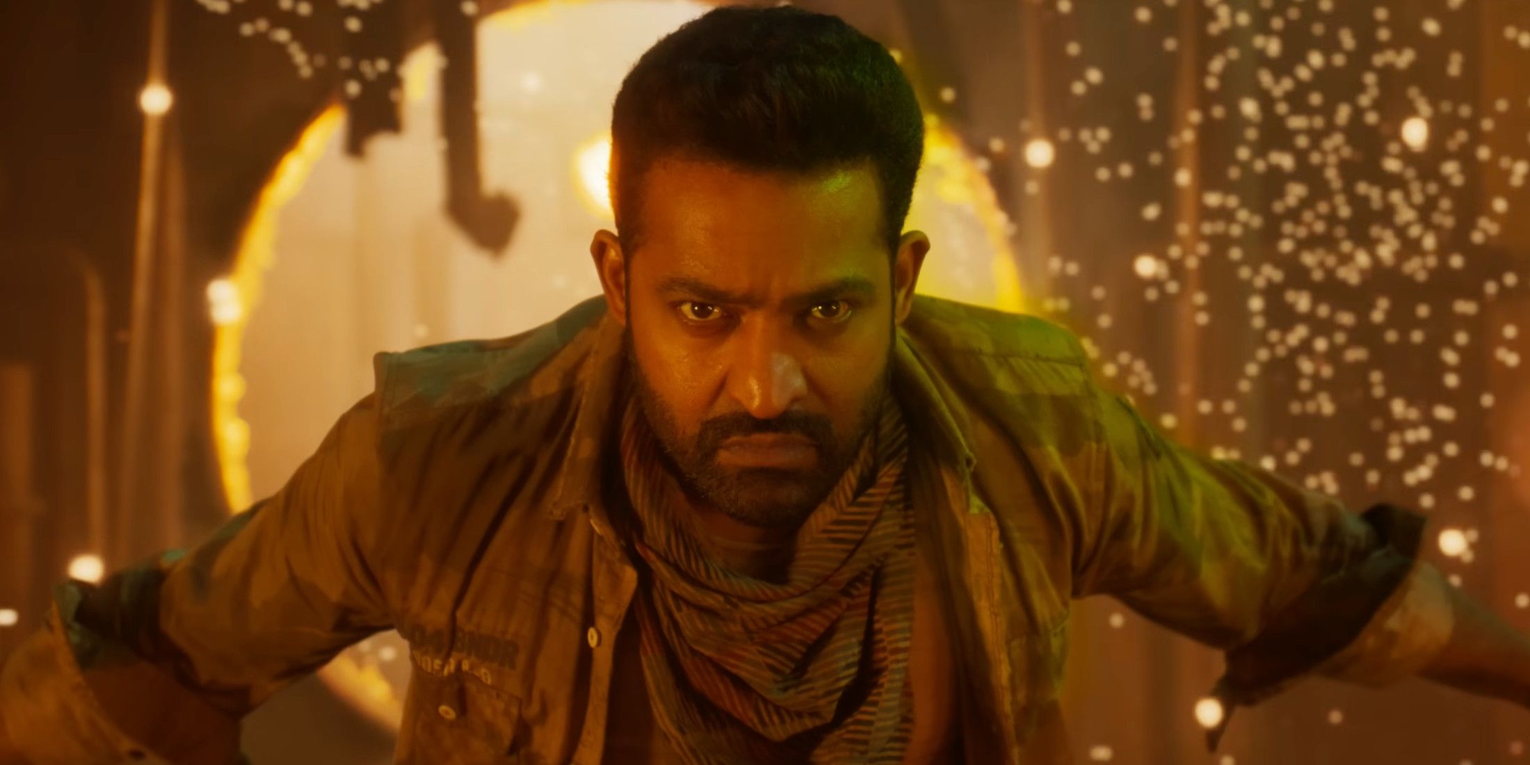 N.T. Rama Rao Jr.  with his arm out in War 2 