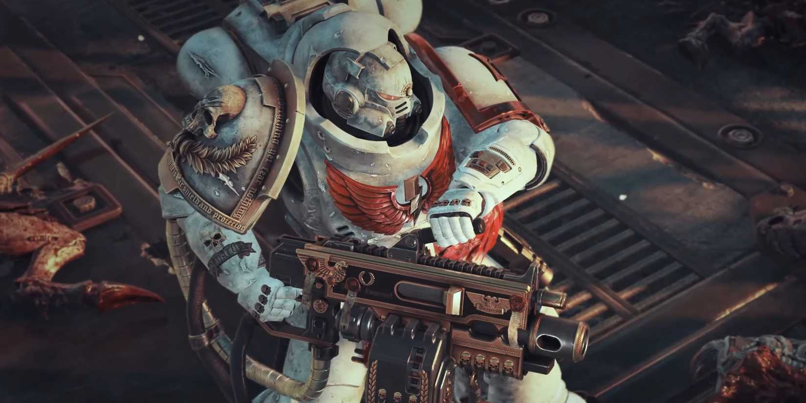 A White Scar with a heavy bolter in Warhammer 40,000: Space Marine 2.