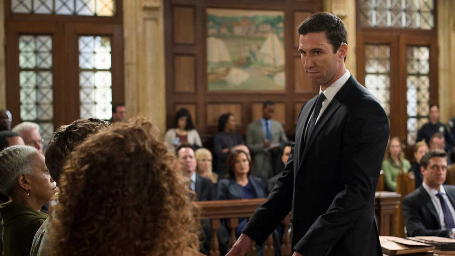 William Lewis talking to the jury during his trial in SVU season 15