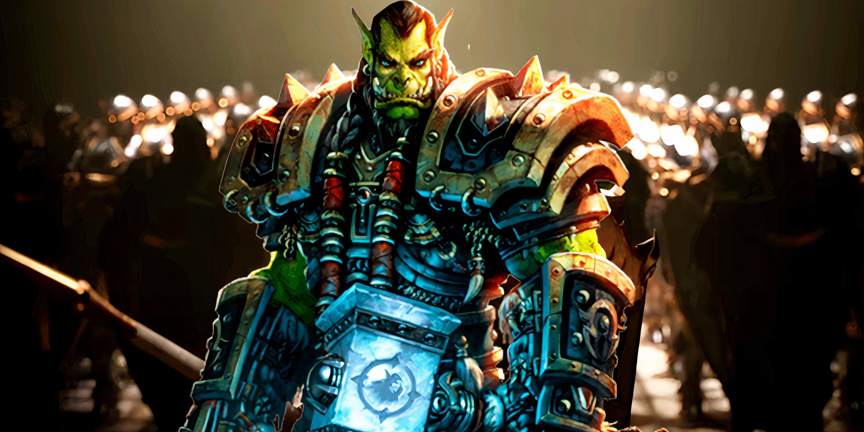 World of Warcraft orc standing in front of an army