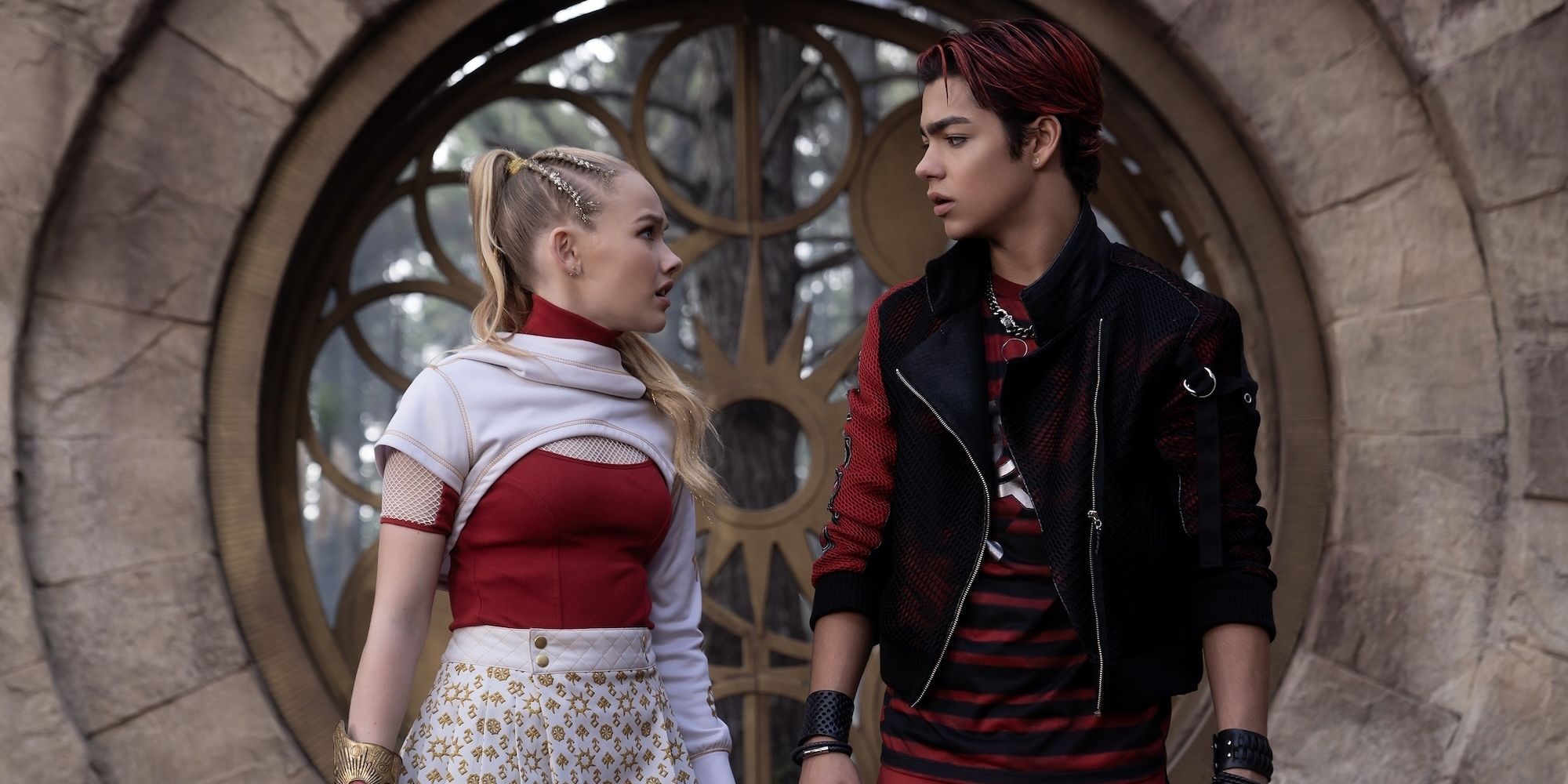 Nova and Victor looking at each other in Zombies 4: Dawn of the Vampires