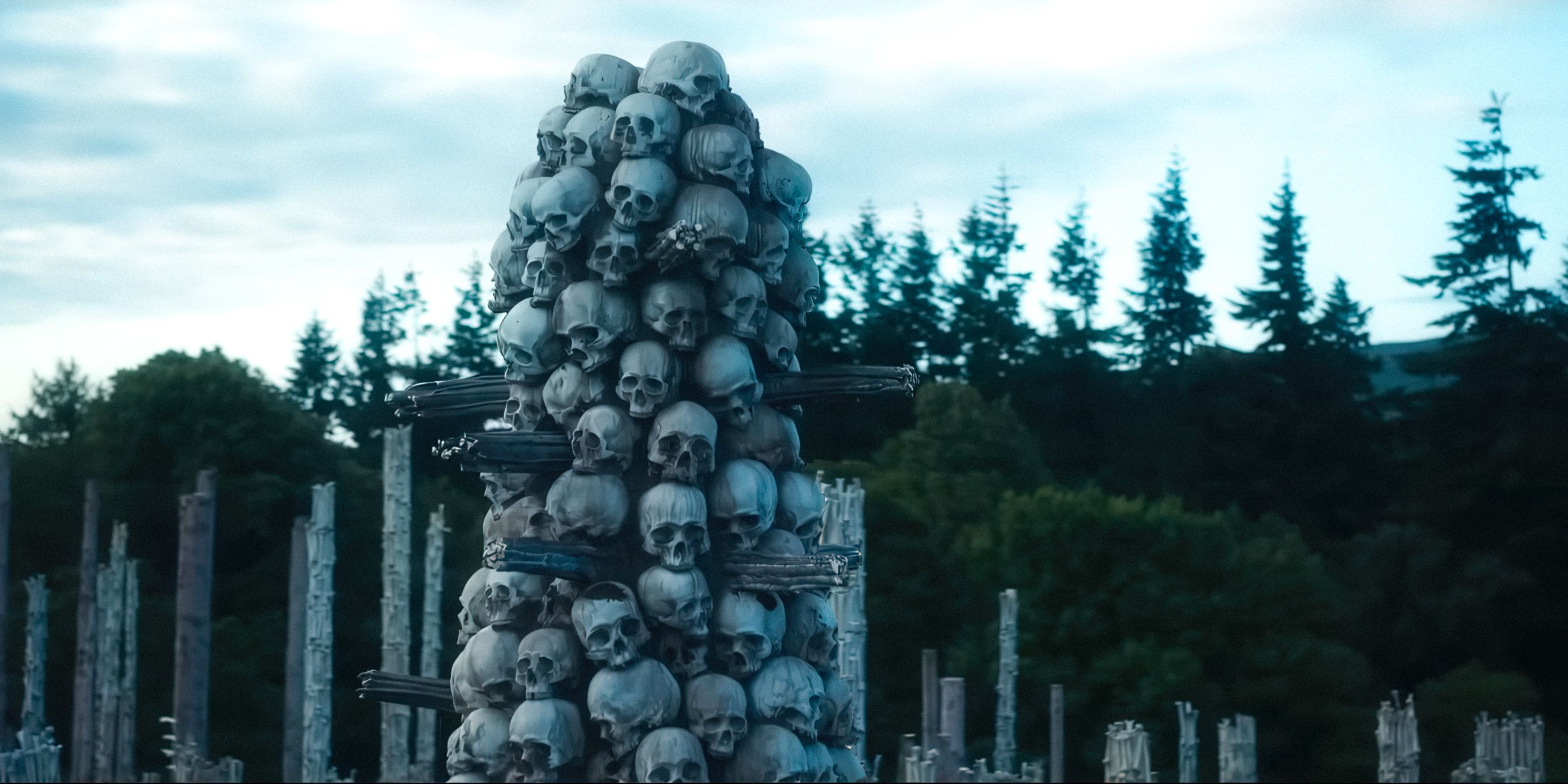 A shrine of skulls in 28 Years Later