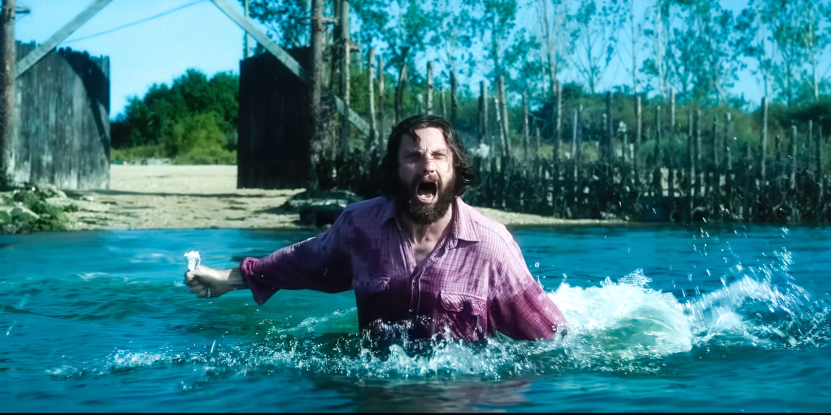 Jaime is running into the water in 28 Years Later