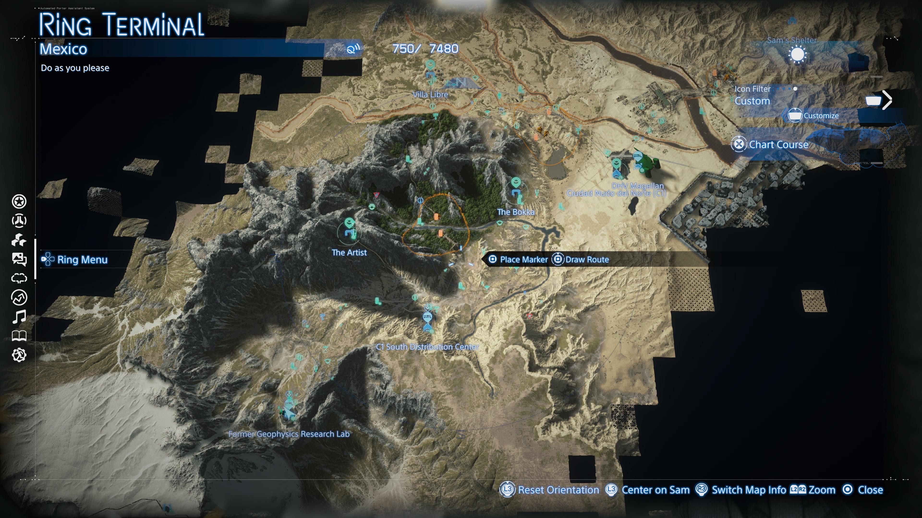 A map of Mexico in Death Stranding 2.