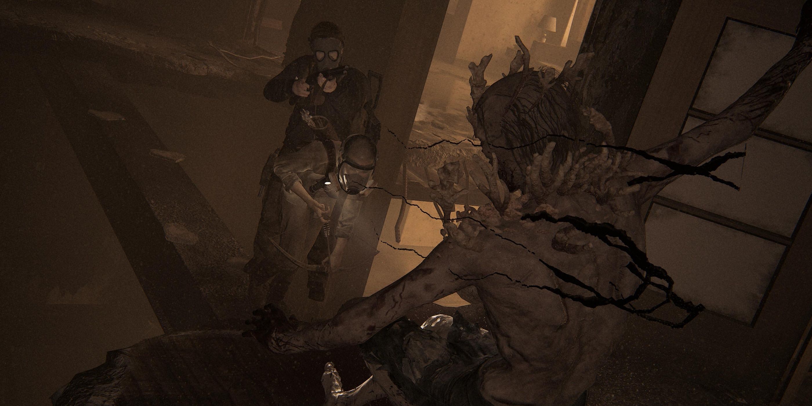 Abby e Lev são atacados por um perseguidor em The Last of Us Part II