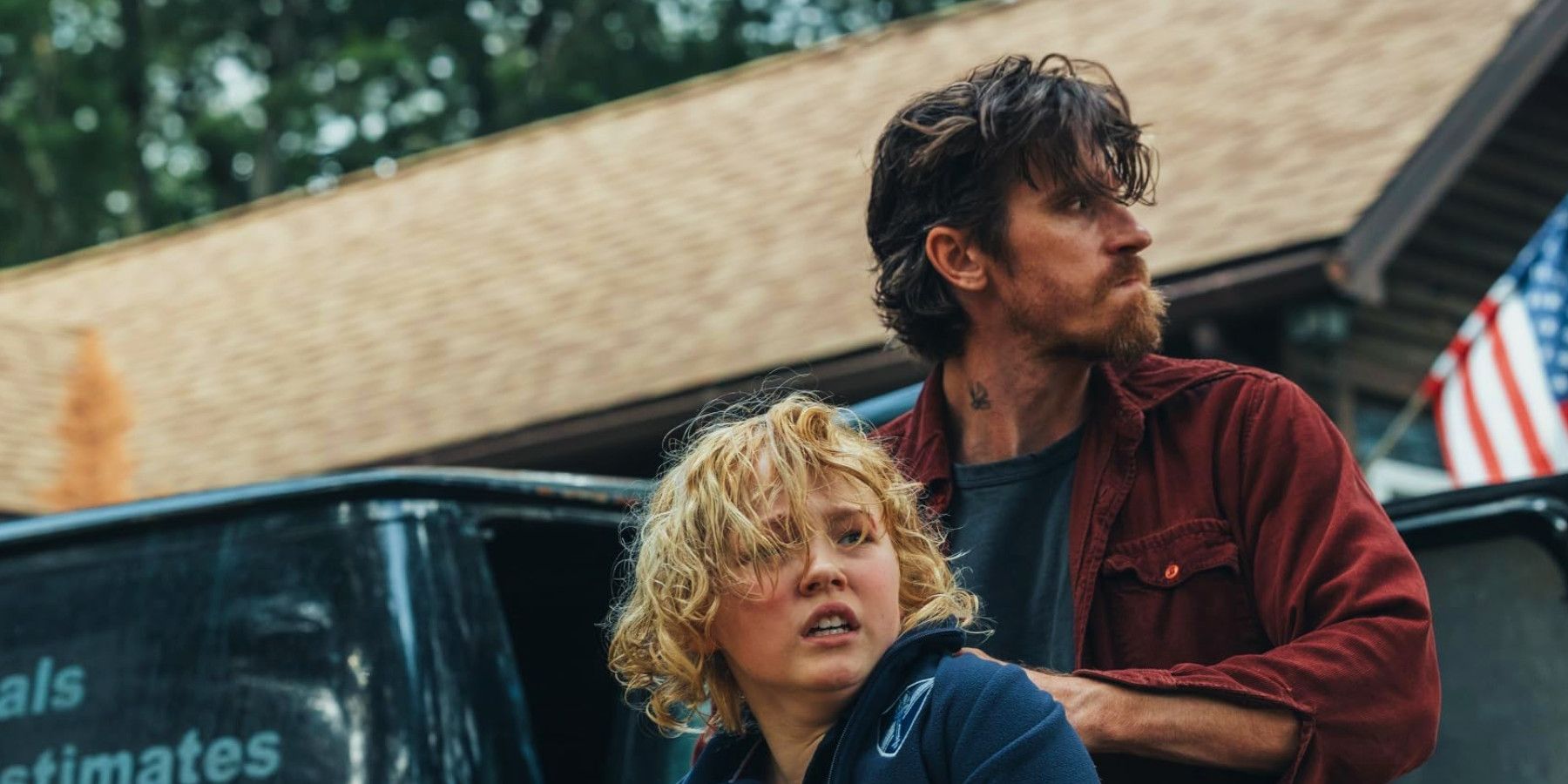 Barron's Cove Garrett Hedlund grabbing Ethan outiside house 