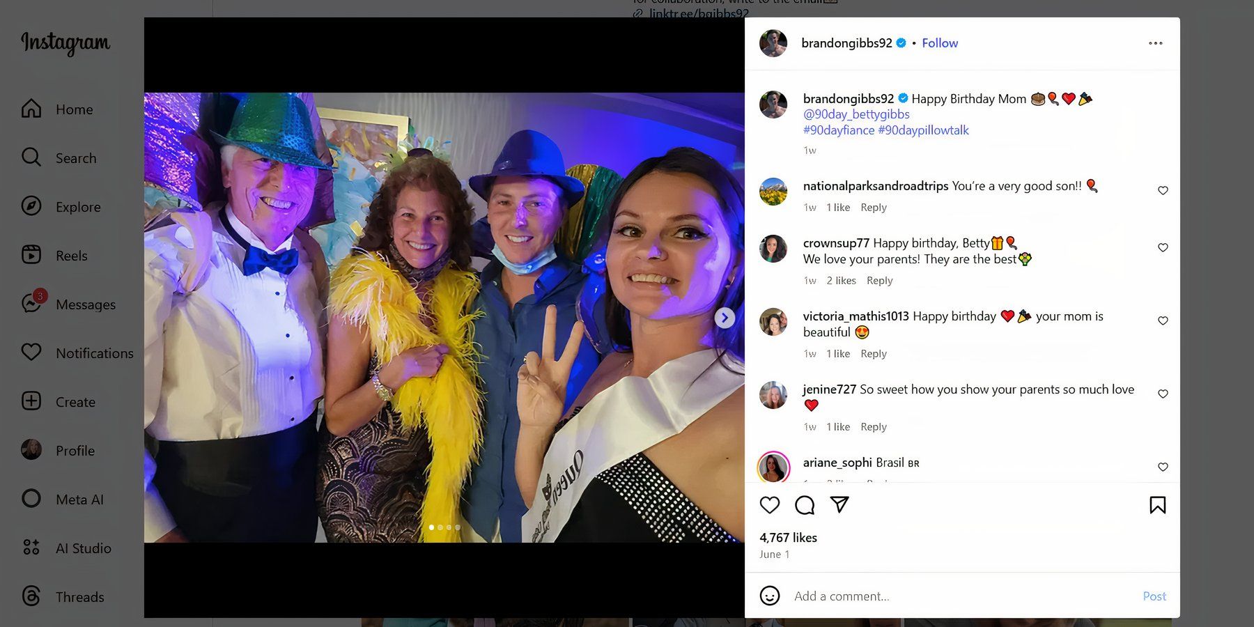 betty and ron gibbs from 90 day fiance with their son Brandon on Bettys birthday-1