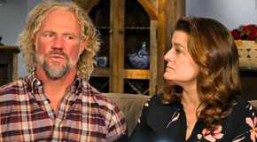 Sister Wives' Kody and Robyn Brown talking to cameras with a wood framed window in the background