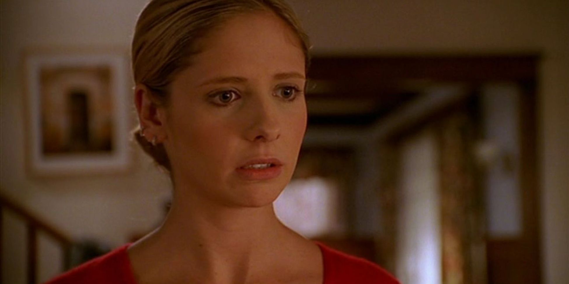 Buffy looking sad in Buffy the Vampire Slayer