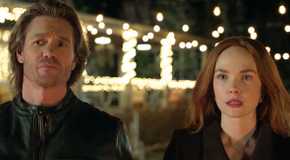 Cal (Chad Michael Murray) and Maggie (Morgan Kohan) look shocked in Sullivan's Crossing season 3