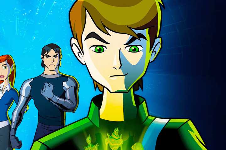 Ben posing with Gwen and Kevin stood behind him Ben 10: Alien Force.