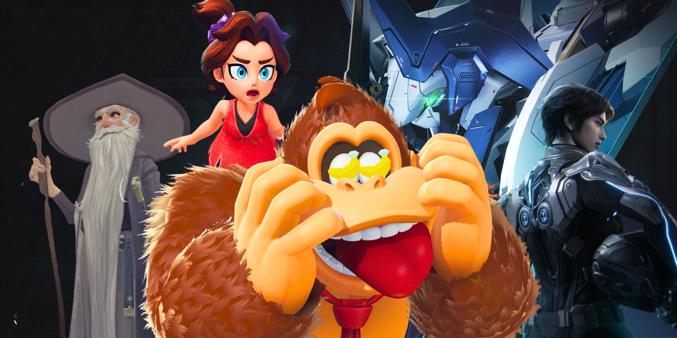 Characters from Tales of the Shire Donkey Kong Bananza and Mecha Break