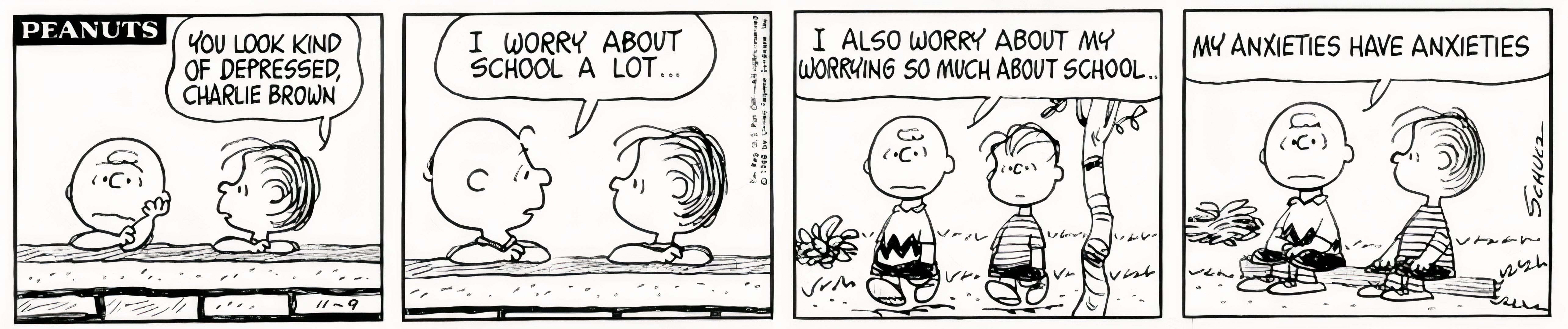 Charlie Brown che discute delle proprie ansie