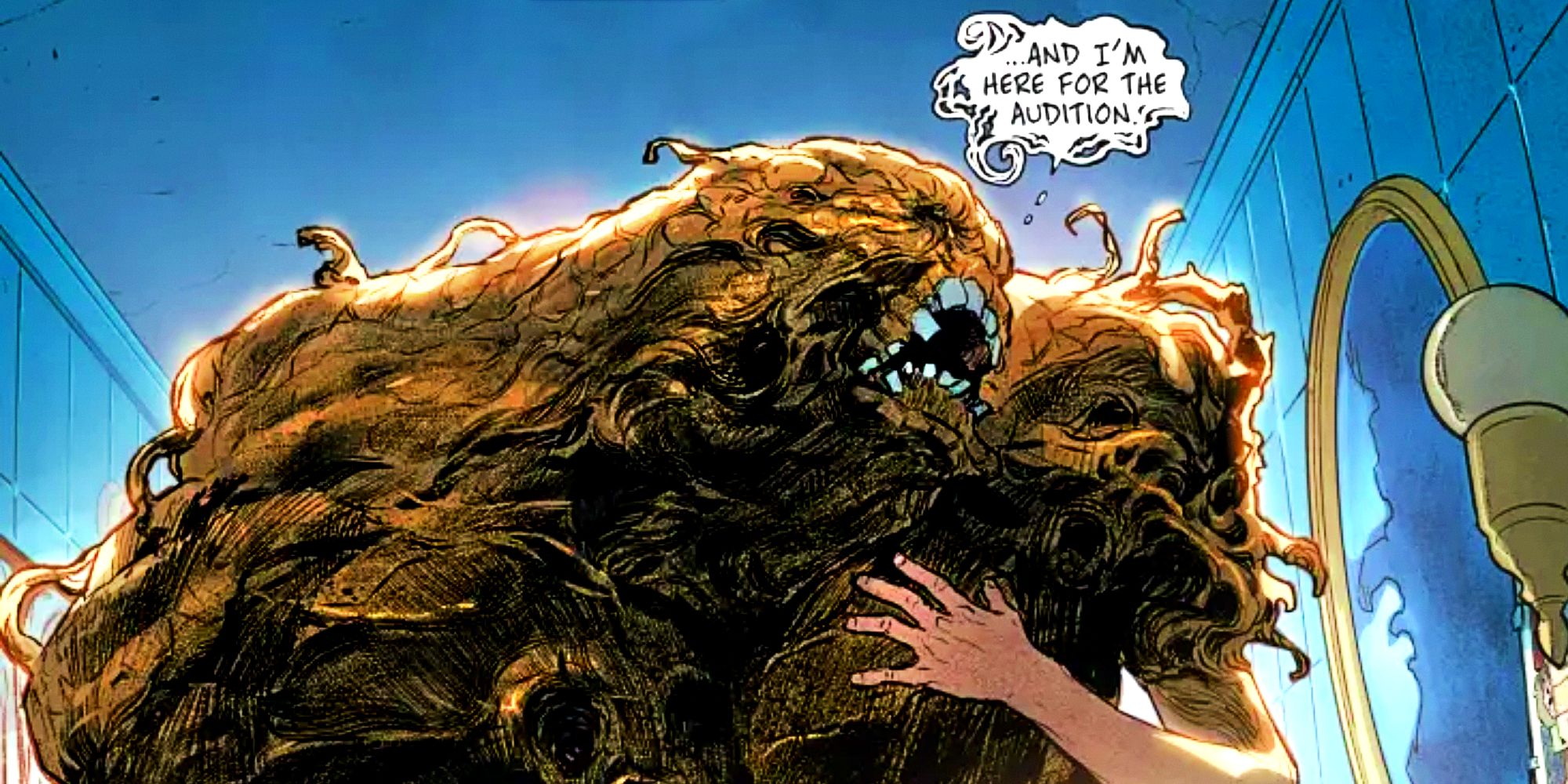 Clayface looks at himself in the mirror in DC Comics