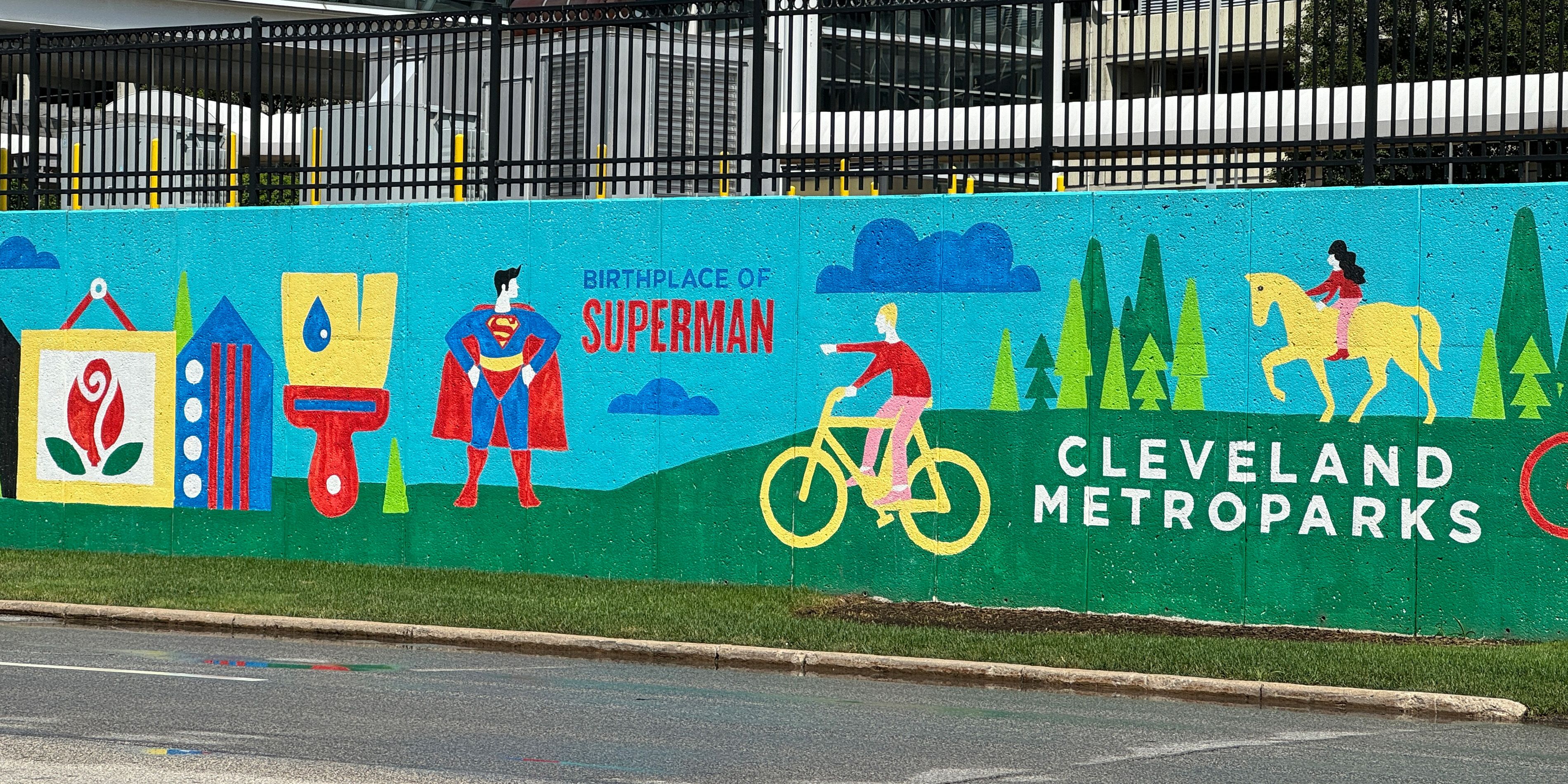 Cleveland Airport Superman Mural Painting by Rob Keyes
