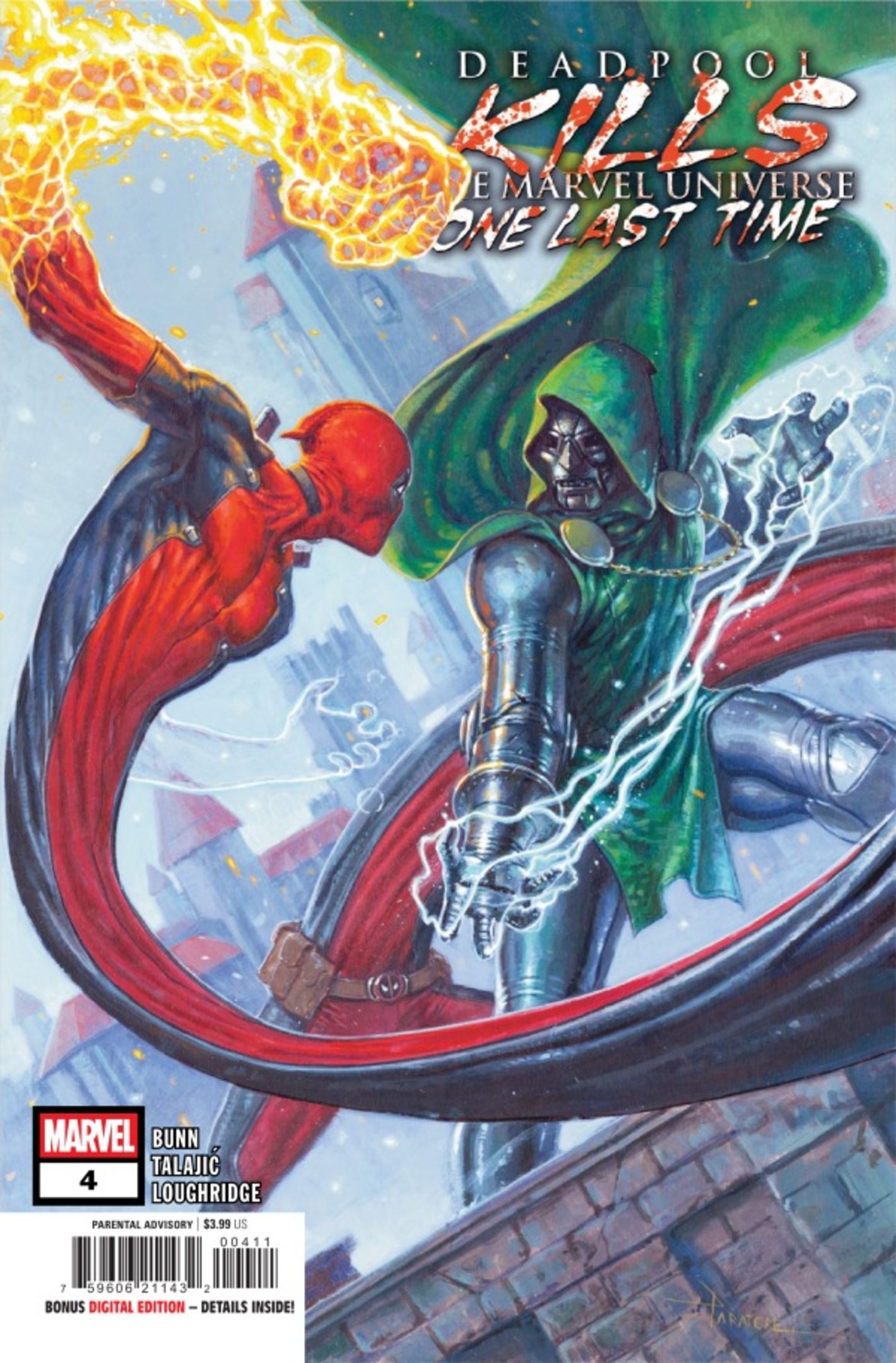 Deadpool Kills #4 cover, Deadpool fighting Doctor Doom