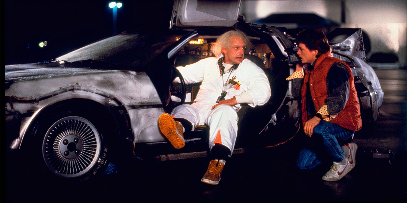 Doc Brown introduces the DeLorean to Marty