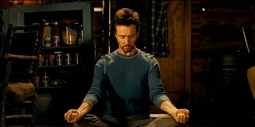 Edward Norton's Bruce Banner meditates in The Incredible Hulk ending