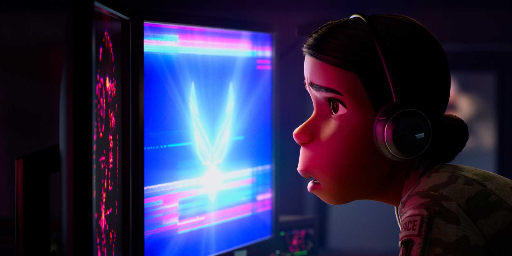 Olga Solís looking at a screen in Elio