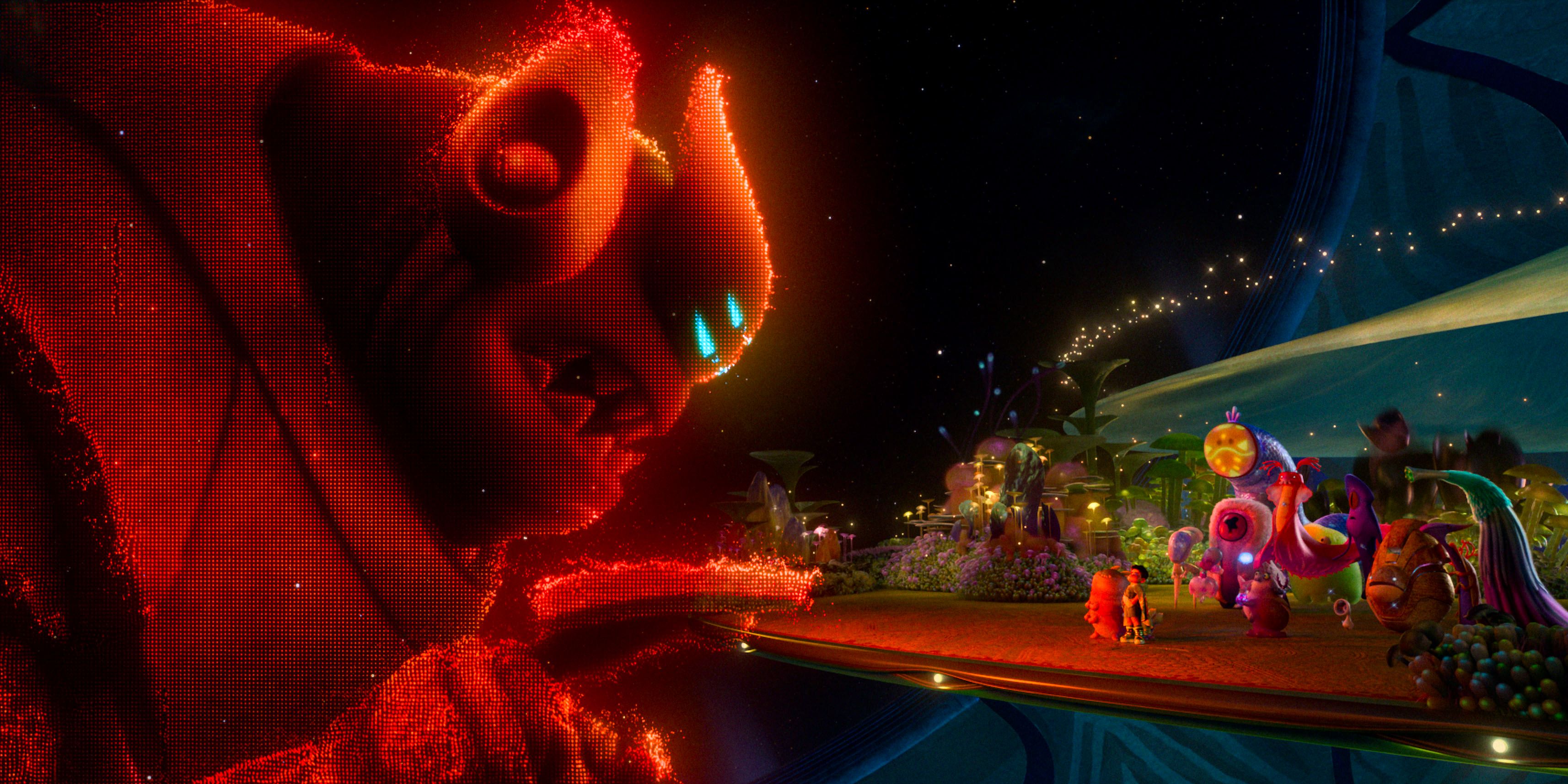 Lord Grigon looming over a gathered crowd in Elio