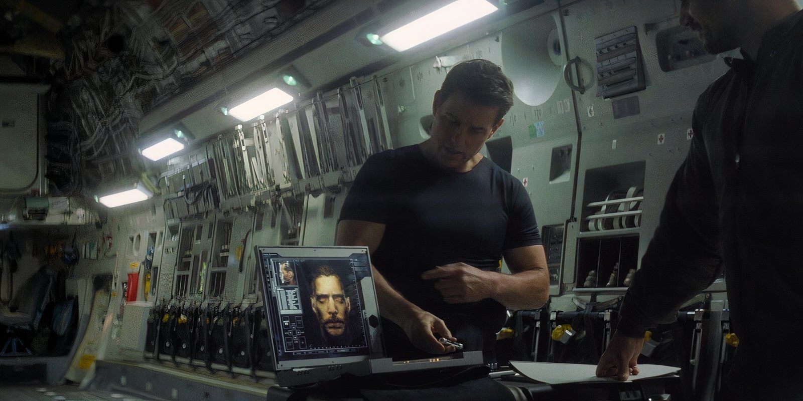 Ethan Hunt pointing at August Walker's face scan in Mission: Impossible - Fallout