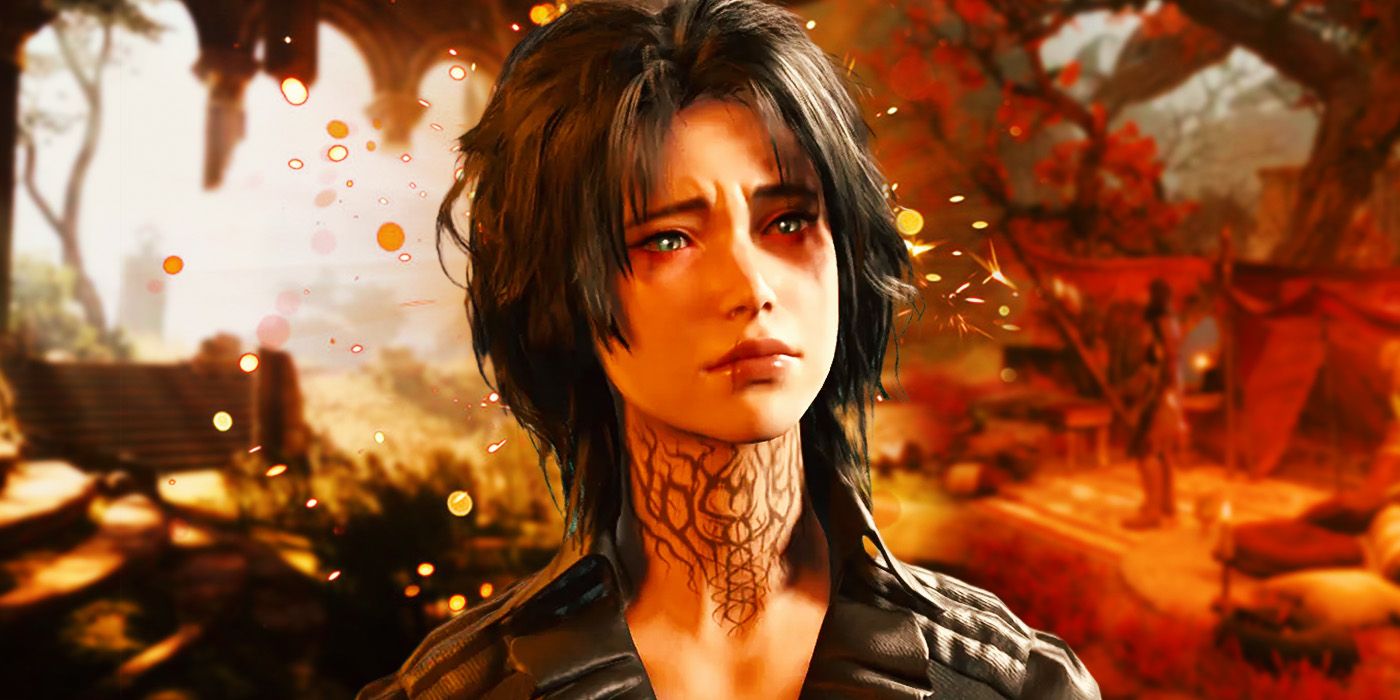Evelyn In Baldur’s Gate 3 with a vibrant background