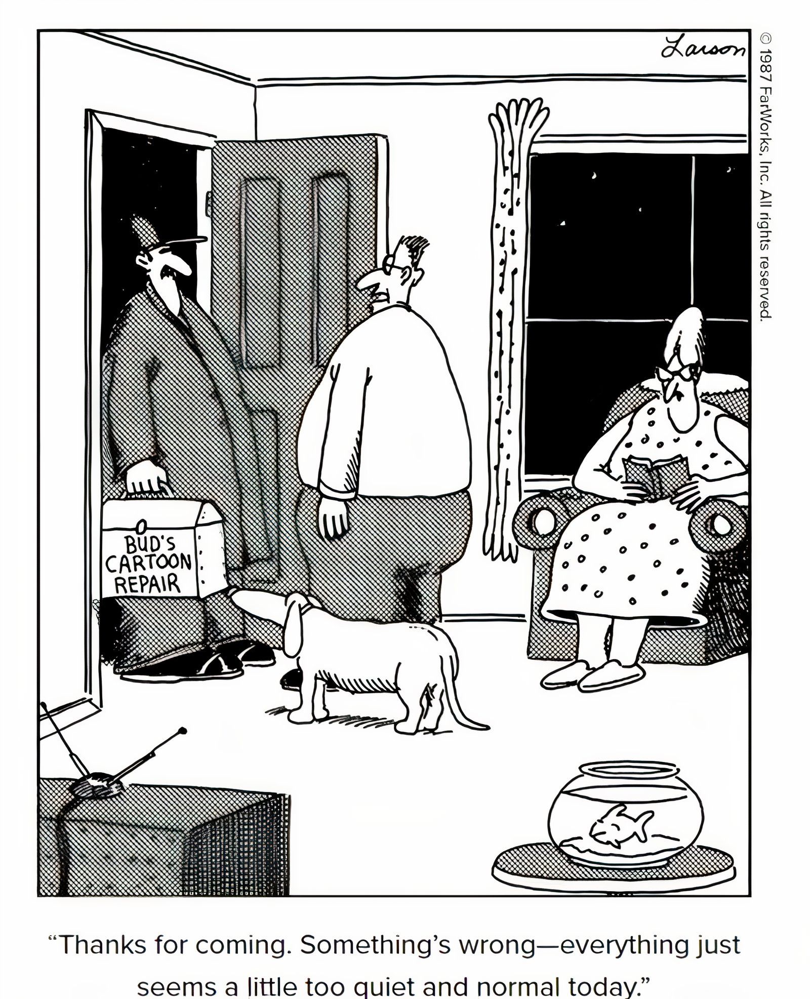 Far Side Cartoon Repair