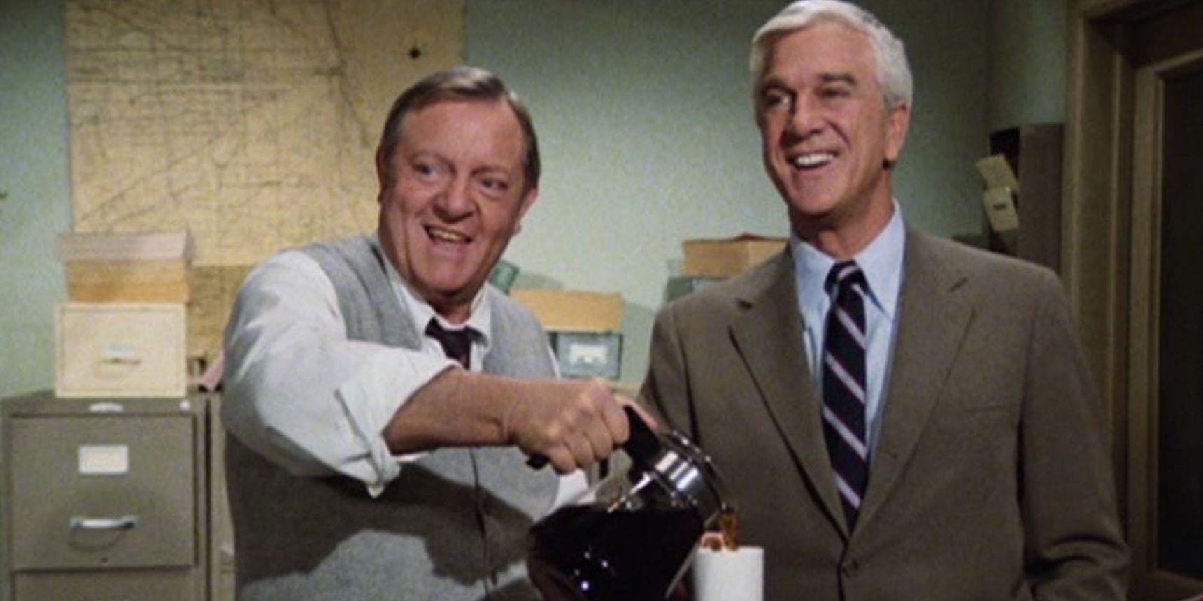 Frank and Ed smiling in Police Squad