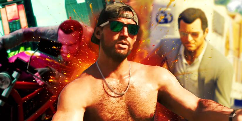 GTA Jason in front of GTA 4 and 5 characters