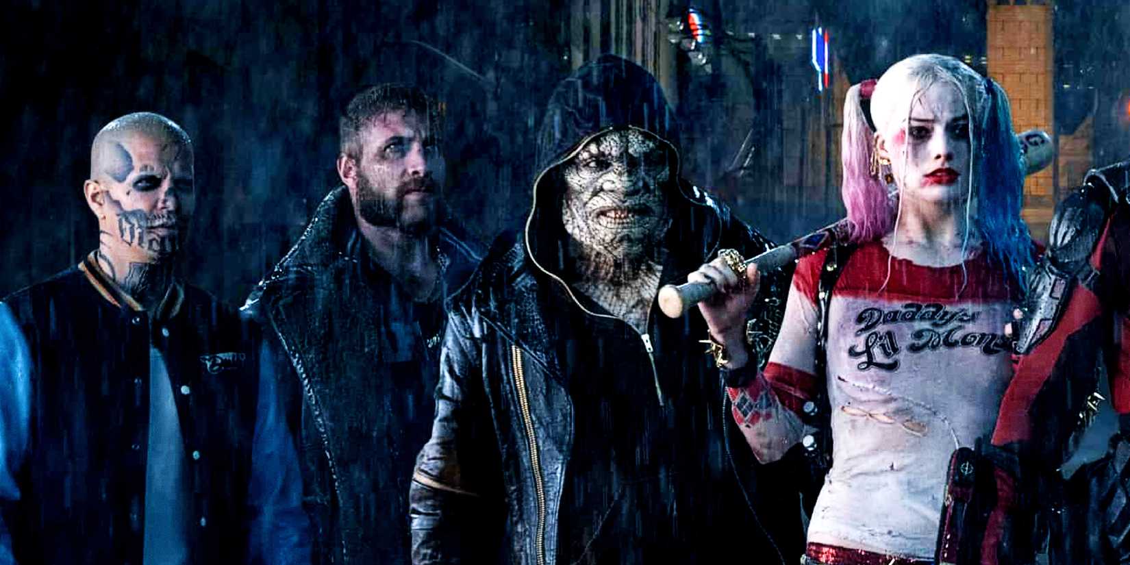 Harley Quinn, Killer Croc, Captain Boomerang, and El Muerto ᴀssemble under the rain in David Ayer's Suicide Squad
