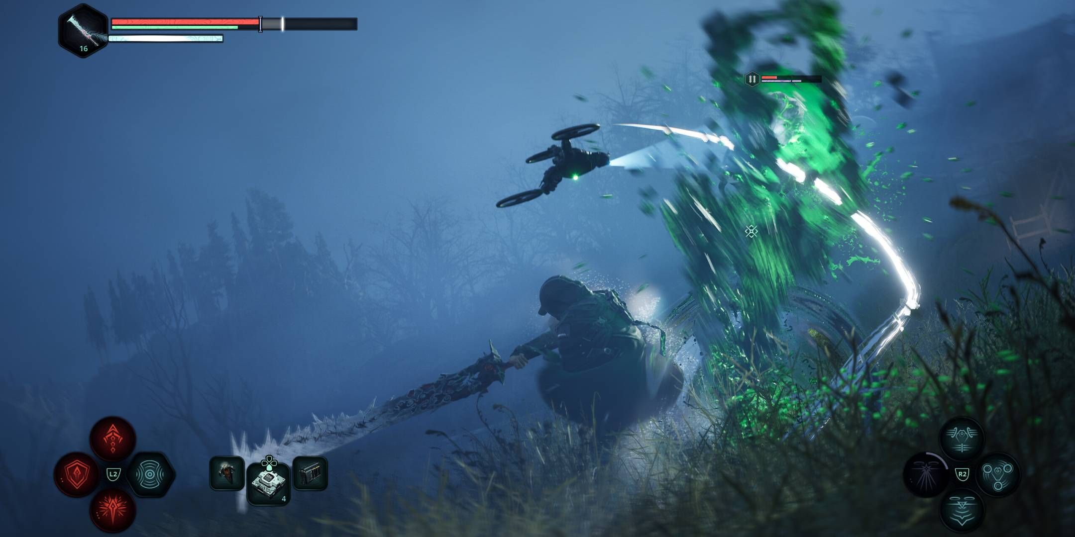 Remi fighting a monster in Hell Is Us.