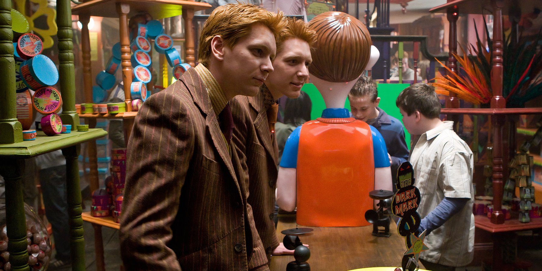 Fred and George at Weasleys' Wizard Wheezes