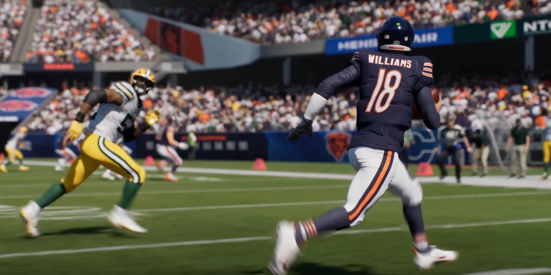 Madden NFL 26 Caleb Williams QB about to throw a pass downfield