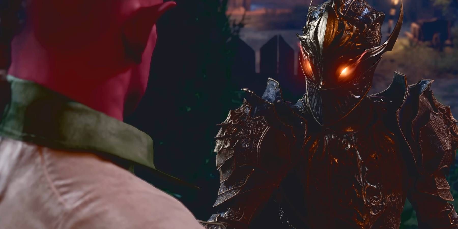 Baldur's Gate 3 Oathbreaker Knight talking to Oath of the Crown Paladin character with new Patch 8 dialogue