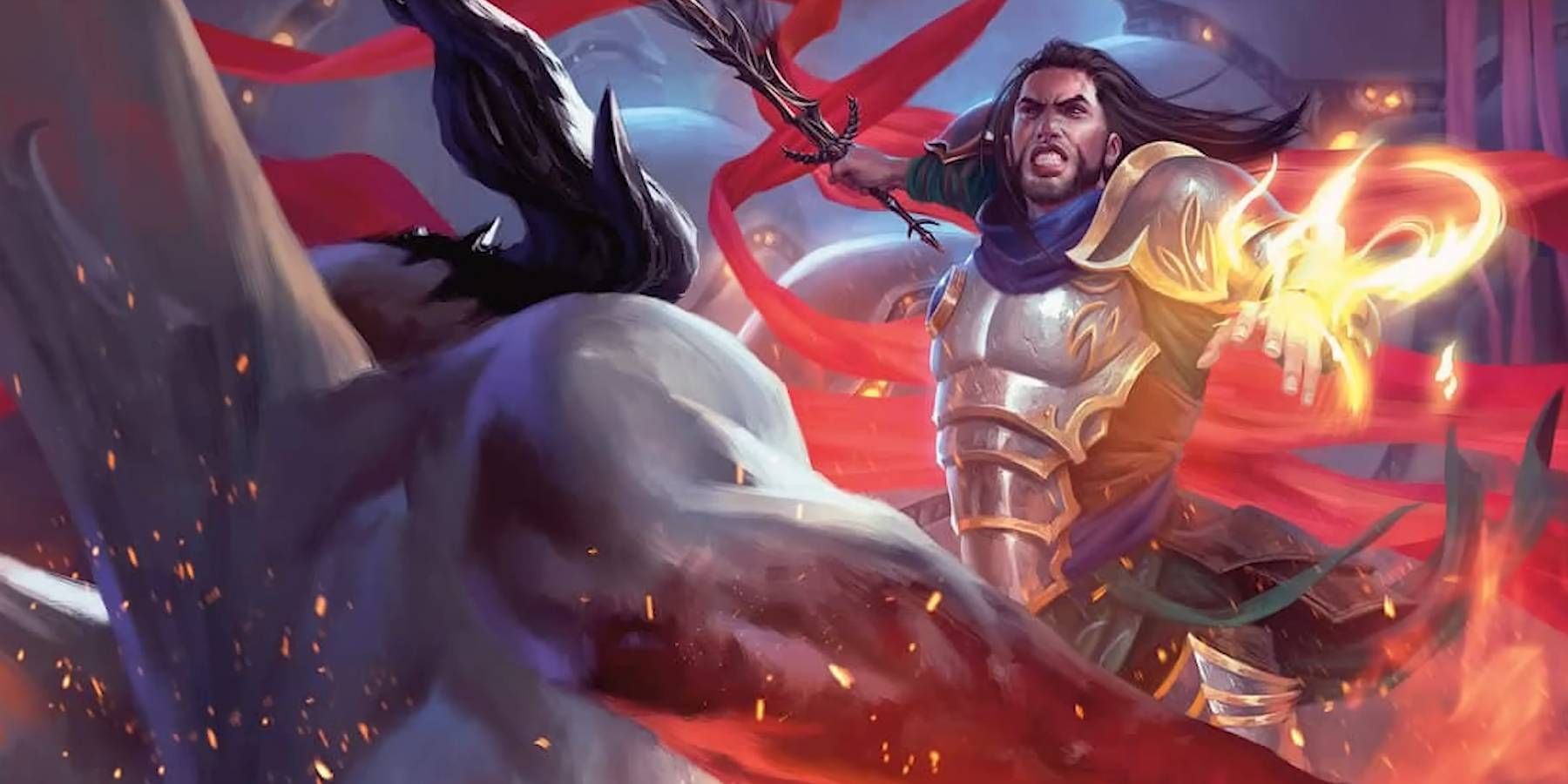 Dungeons and Dragons Oath of the Watchers Paladin fighting off demon with holy magic
